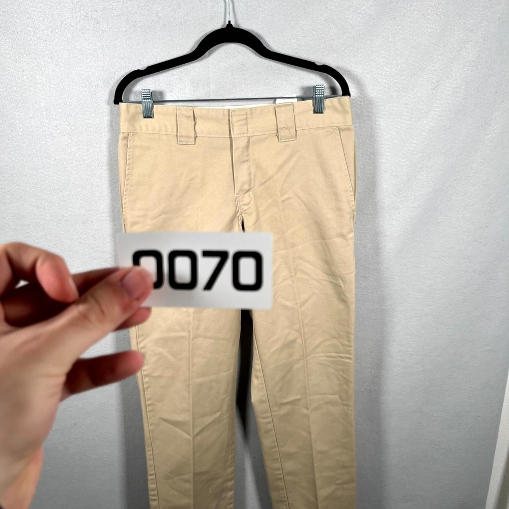 Dickies Dress Pants Mens 32x32 Beige Slash Pockets Slim Tapered Career Formal - Picture 7 of 7